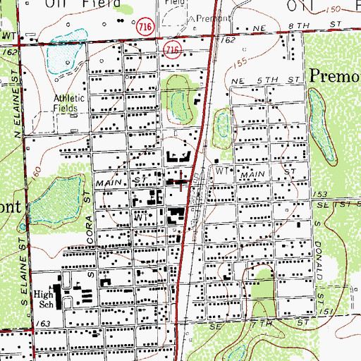 Topographic Map of Premont, TX