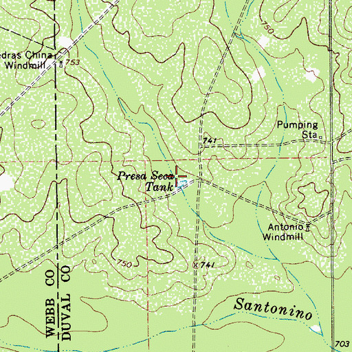 Topographic Map of Presa Seca Tank, TX