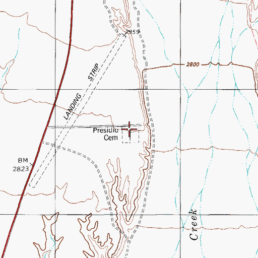 Topographic Map of Presidio Cemetery, TX