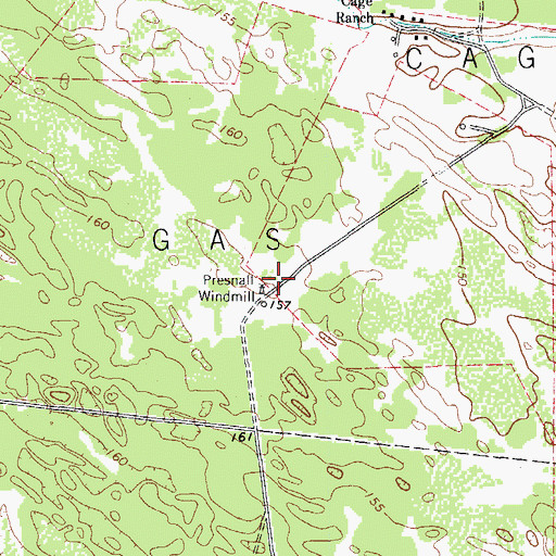 Topographic Map of Presnall Windmill, TX