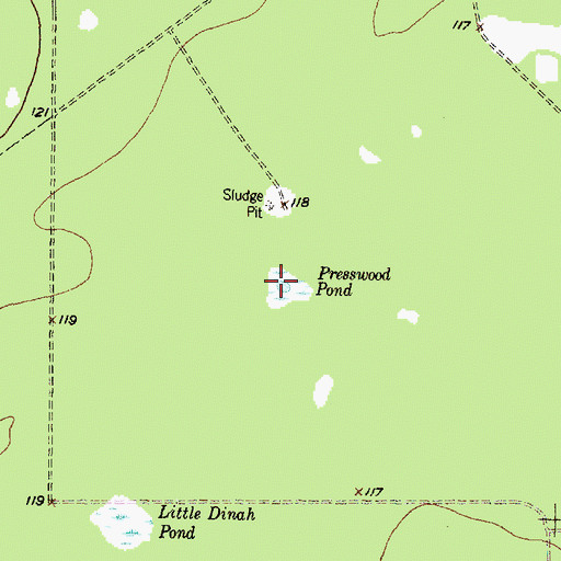 Topographic Map of Presswood Pond, TX
