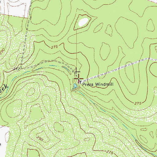 Topographic Map of Preza Windmill, TX