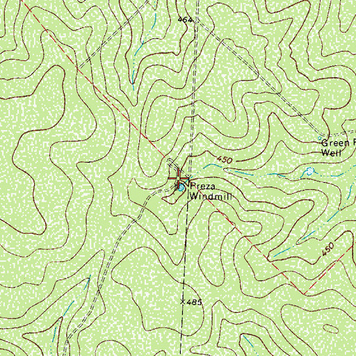 Topographic Map of Preza Windmill, TX