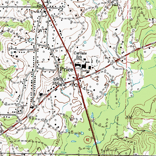 Topographic Map of Price, TX