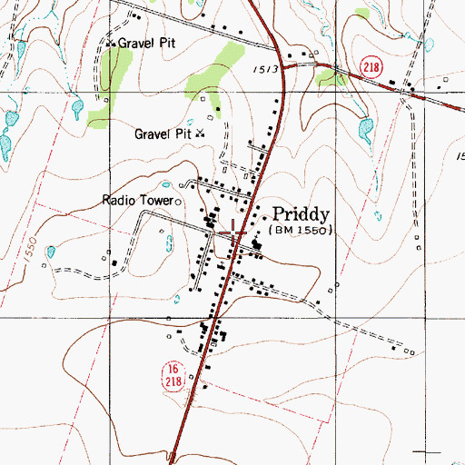 Topographic Map of Priddy, TX