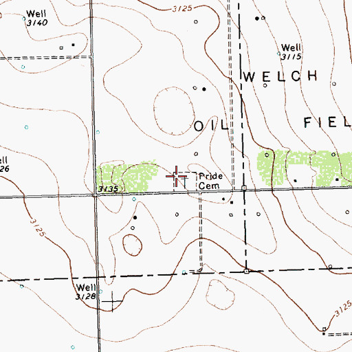 Topographic Map of Pride Cemetery, TX