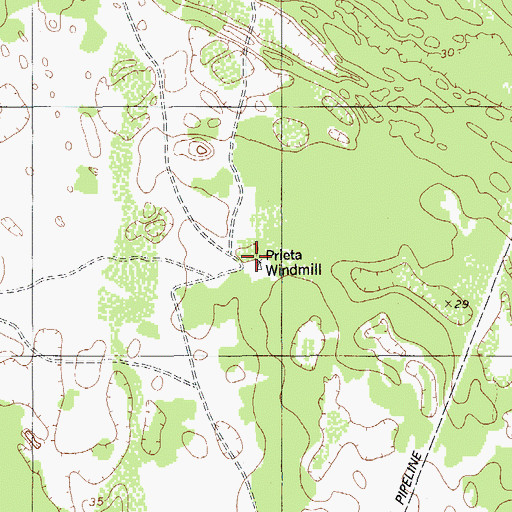 Topographic Map of Prieta Windmill, TX
