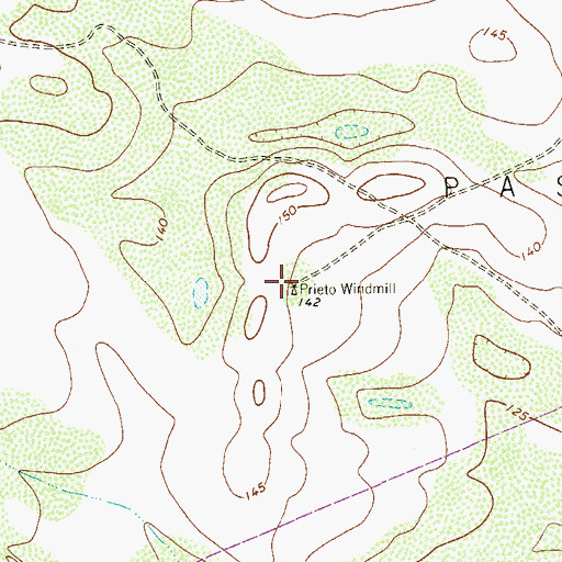 Topographic Map of Prieto Windmill, TX