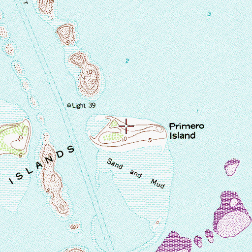 Topographic Map of Primero Island, TX