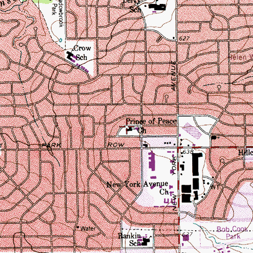 Topographic Map of Prince of Peace Church, TX
