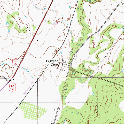 Topographic Map of Proctor Cemetery, TX
