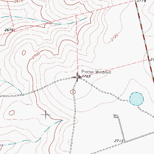 Topographic Map of Proctor Windmill, TX