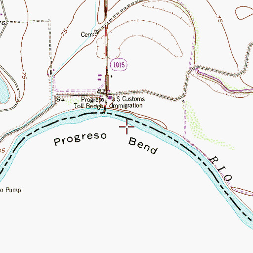 Topographic Map of Progreso Bend, TX