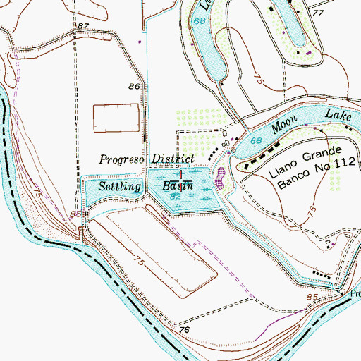 Topographic Map of Progreso District Settling Basin, TX
