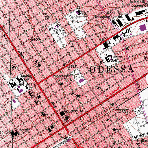 Topographic Map of Progressive Park, TX