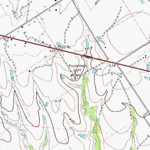 Topographic Map of Providence Cemetery, TX