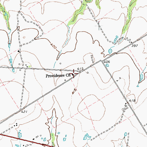 Topographic Map of Providence Church, TX