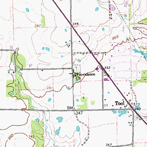 Topographic Map of Providence Church, TX