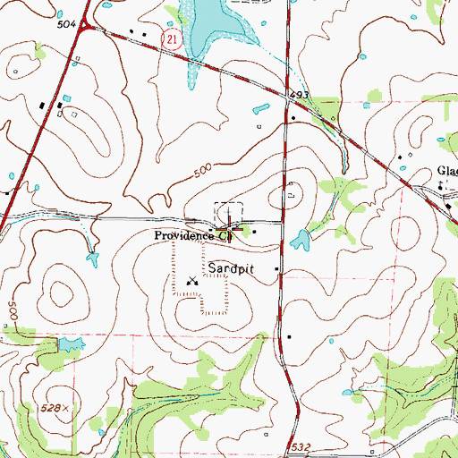 Topographic Map of Providence Church, TX