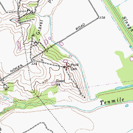 Topographic Map of Pruitt Cemetery, TX