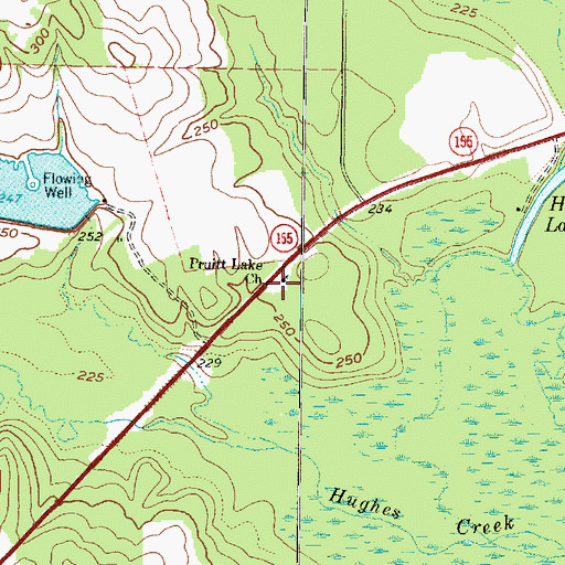 Topographic Map of Pruitt Lake Church, TX