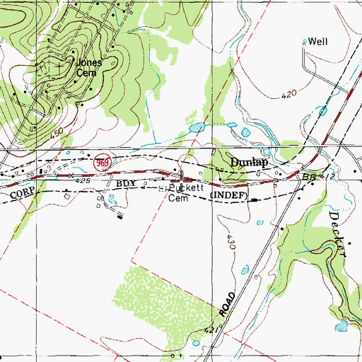 Topographic Map of Puckett Cemetery, TX