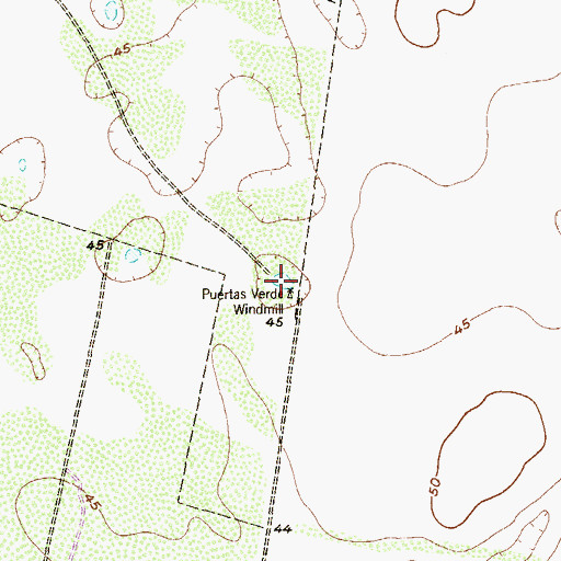 Topographic Map of Puertas Verde Windmill, TX