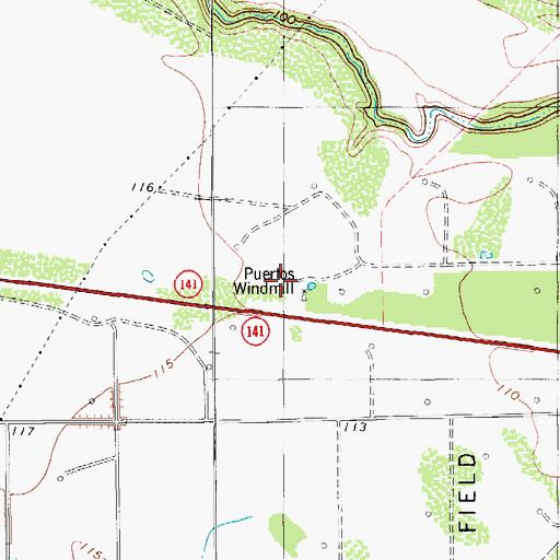 Topographic Map of Puertos Windmill, TX