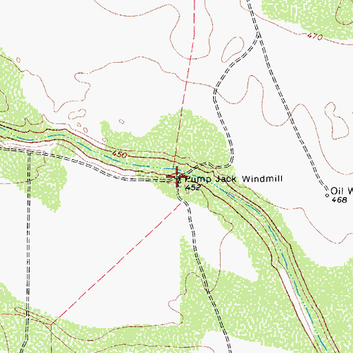 Topographic Map of Pump Jack Windmill, TX