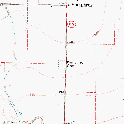 Topographic Map of Pumphrey Cemetery, TX