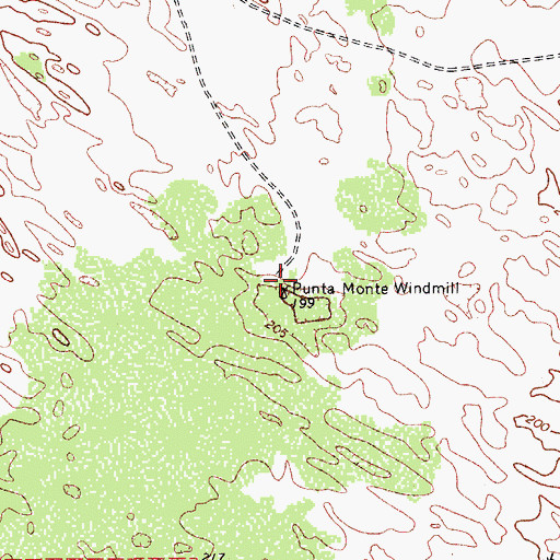 Topographic Map of Punta Monte Windmill, TX