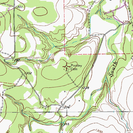 Topographic Map of Pursley Cemetery, TX