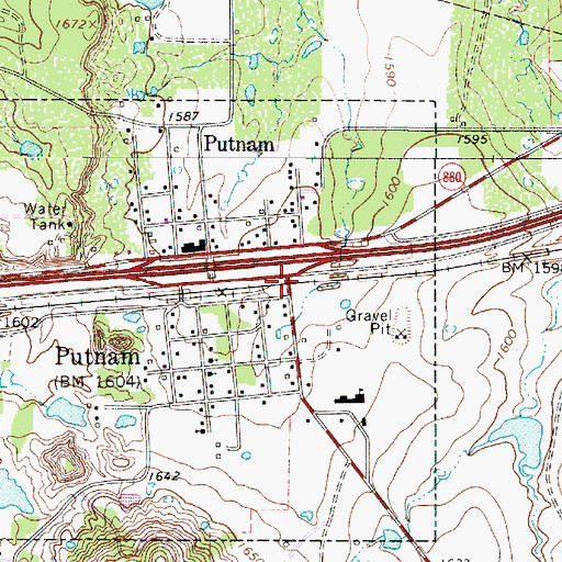 Topographic Map of Putnam, TX