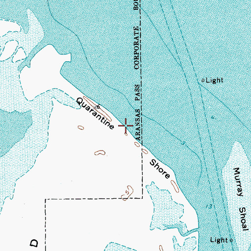 Topographic Map of Quarantine Shore, TX