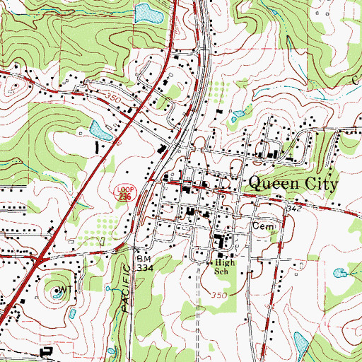 Topographic Map of Queen City, TX