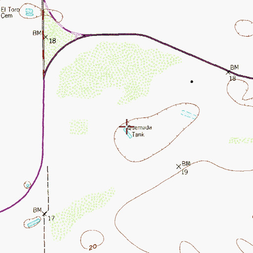 Topographic Map of Quemada Tank, TX