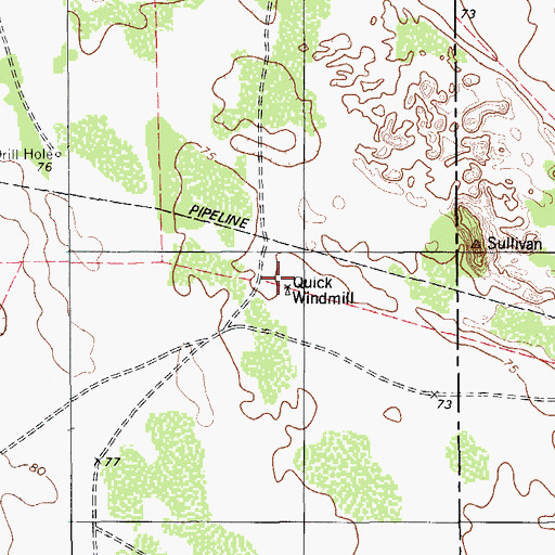 Topographic Map of Quick Windmill, TX
