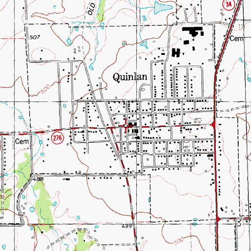 Topographic Map of Quinlan, TX