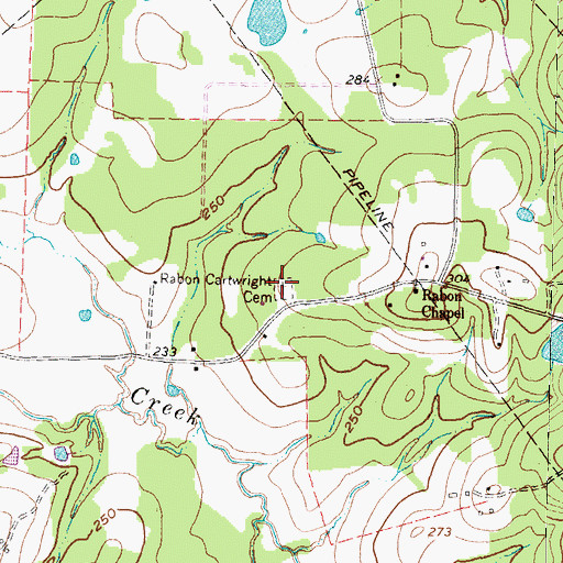 Topographic Map of Rabon Cartwright Cemetery, TX