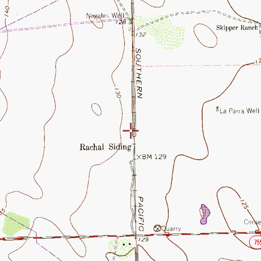 Topographic Map of Rachal Siding, TX