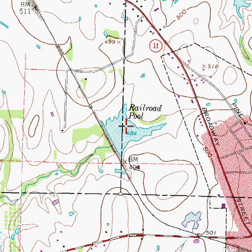 Topographic Map of Railroad Pool, TX