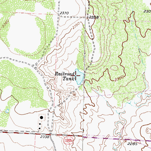Topographic Map of Railroad Tank, TX