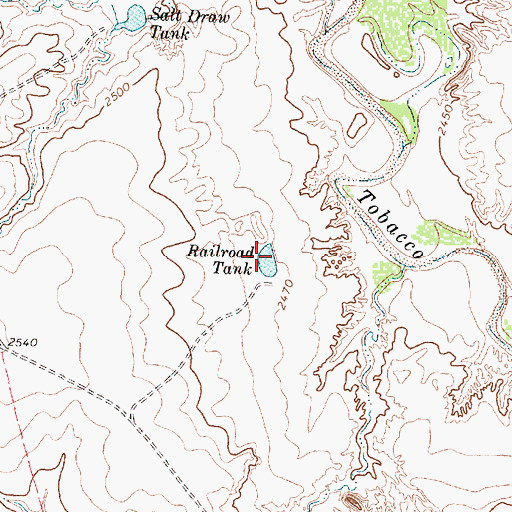 Topographic Map of Railroad Tank, TX