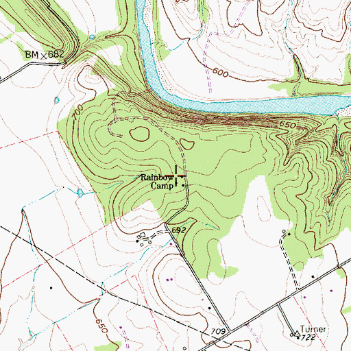 Topographic Map of Rainbow Camp, TX