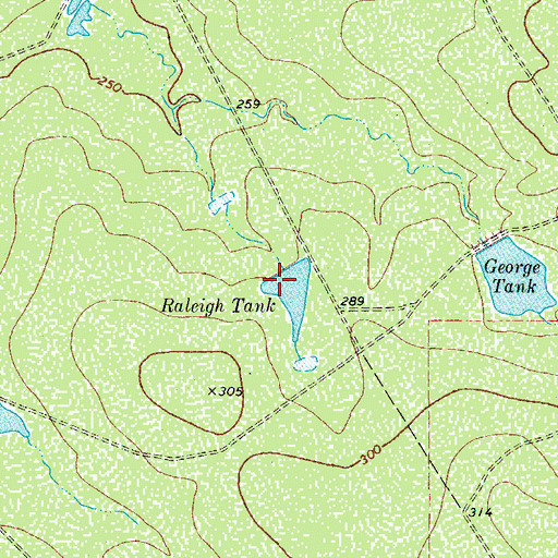 Topographic Map of Raleigh Tank, TX