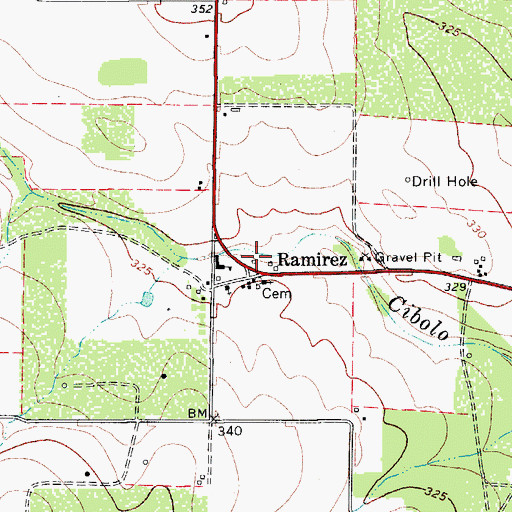 Topographic Map of Ramirez, TX