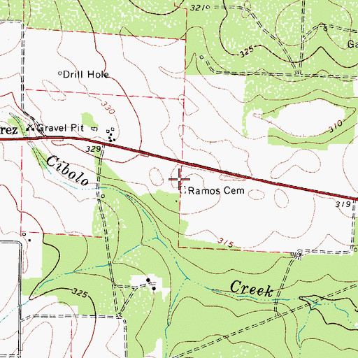 Topographic Map of Ramos Cemetery, TX