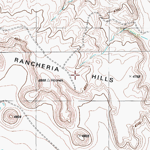Topographic Map of Rancheria Hills, TX
