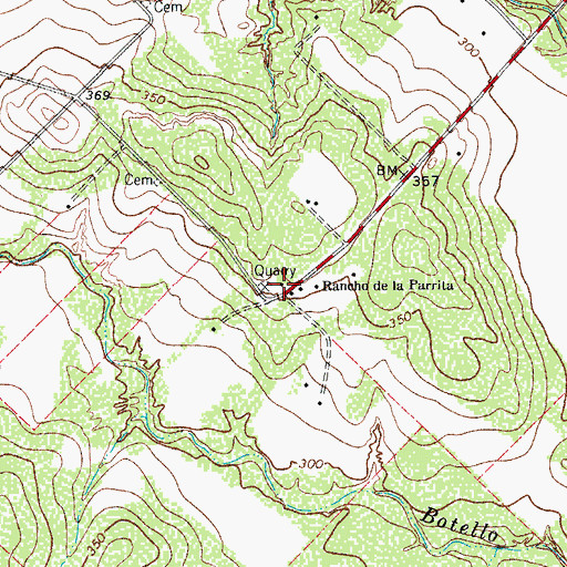 Topographic Map of Rancho de la Parrita, TX