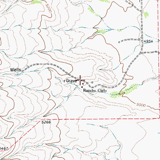 Topographic Map of Rancho Cielo, TX